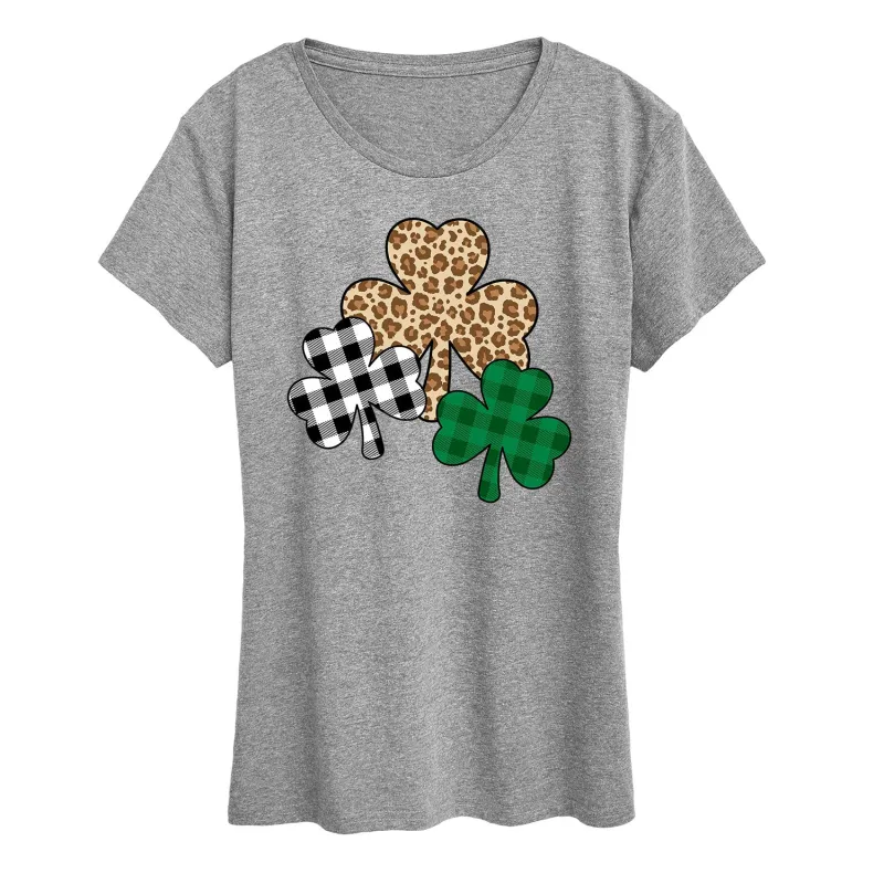 Instant Message - Patterned Shamrocks - Women's Short Sleeve Graphic T-Shirt made by Zulily