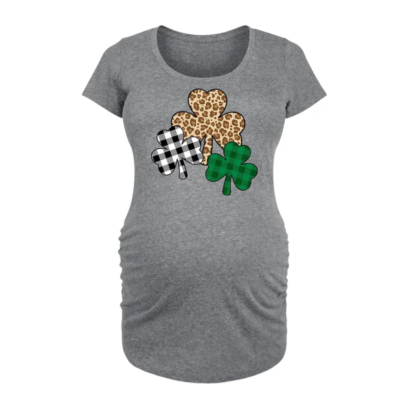 Instant Message - Patterned Shamrocks - Women's Maternity Scoop Neck Graphic T-Shirt made by Zulily