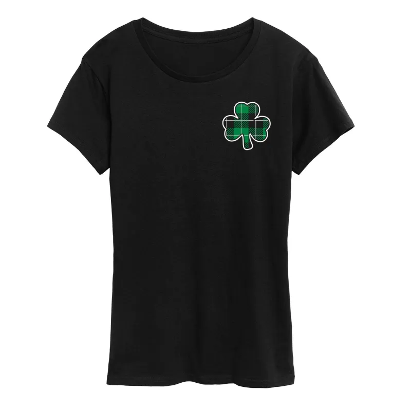 Instant Message - Mini Plaid Shamrock - Women's Short Sleeve Graphic T-Shirt made by Zulily