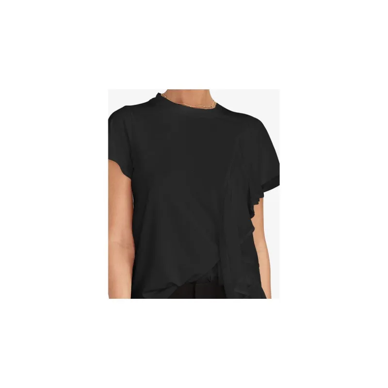 Rachel Roy Women's Short Sleeve Jewel Neck Top Black Size Medium sold by Zulily