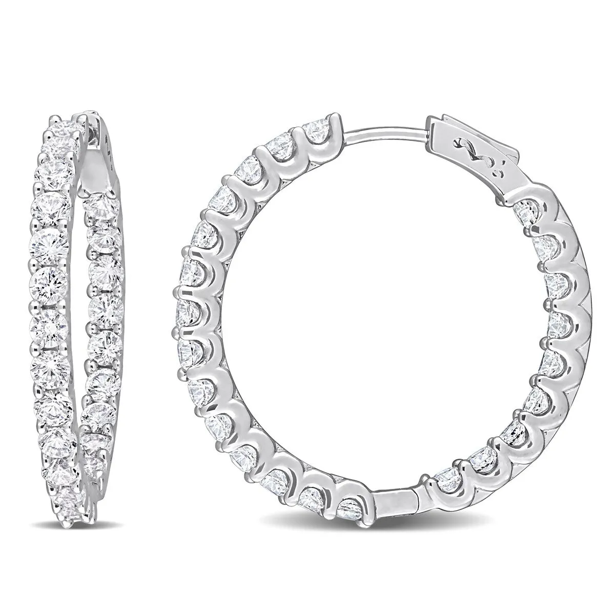 6 7/8 CT TGW Created White Sapphire Hoop Earrings Silver sold by Zulily