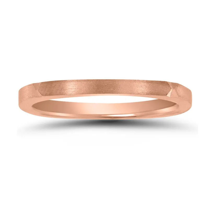 Thin 1.5MM Four Sided Wedding Band with Matte Finish in 14K Rose Gold sold by Zulily
