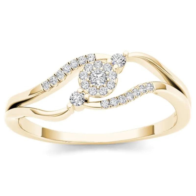 De Couer 10k Yellow Gold 1/8ct TDW Diamond Cluster Ring sold by Zulily