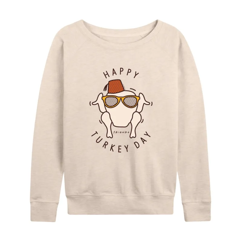 Friends - Happy Turkey Day - Women's Lightweight French Terry Long Sleeve Shirt made by FRIENDS