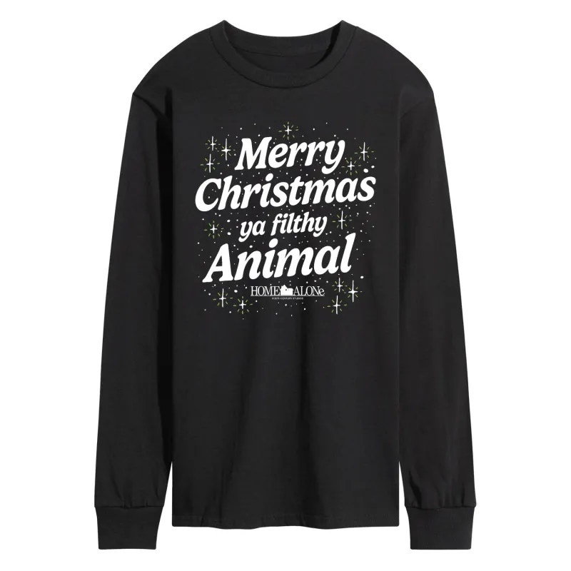 Home Alone - Merry Christmas Filthy Animal - Men's Long Sleeve Graphic T-Shirt made by Zulily