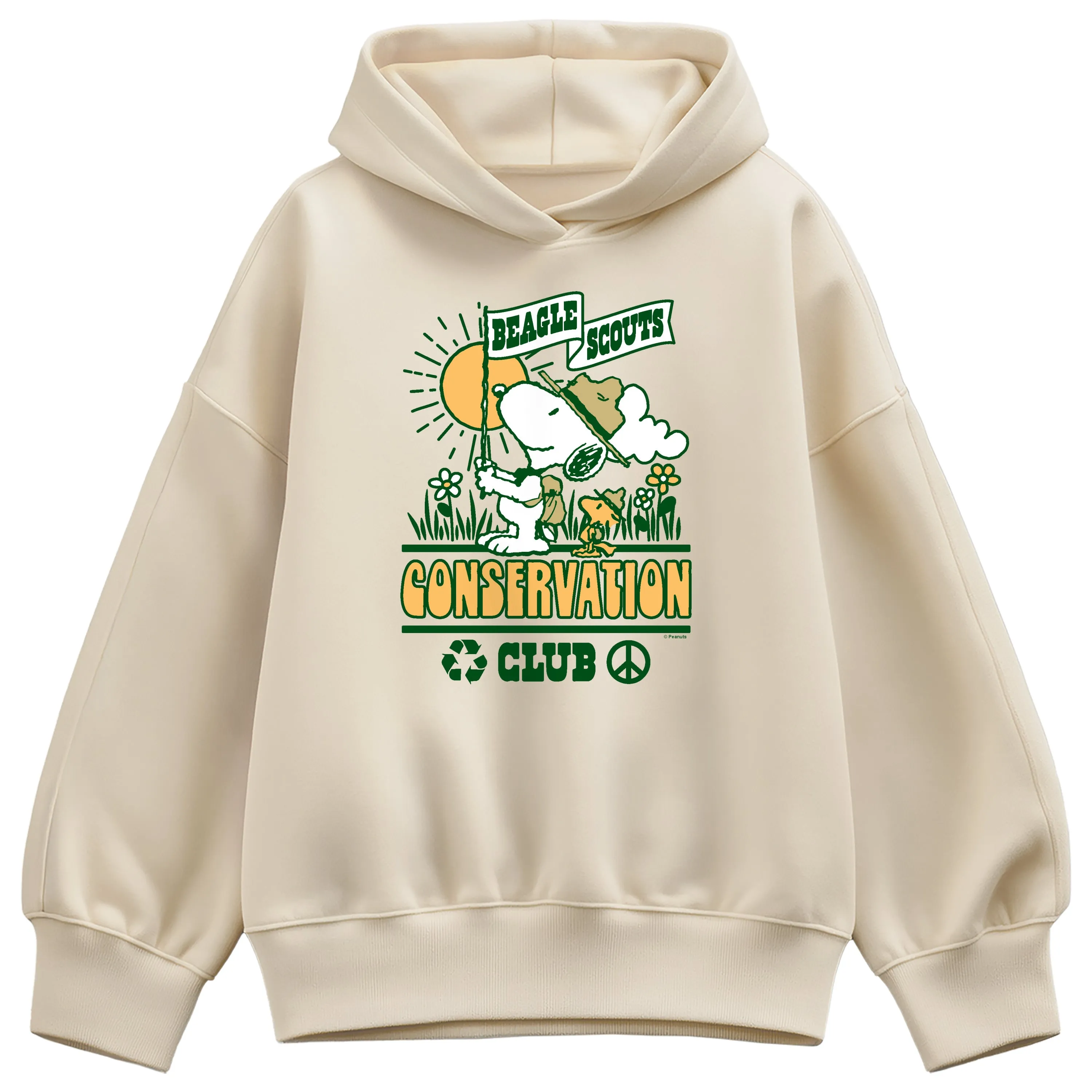 Peanuts - Beagle Scouts Conservation Club - Ladies Oversized Fleece Hoodie Sweatshirt sold by Zulily