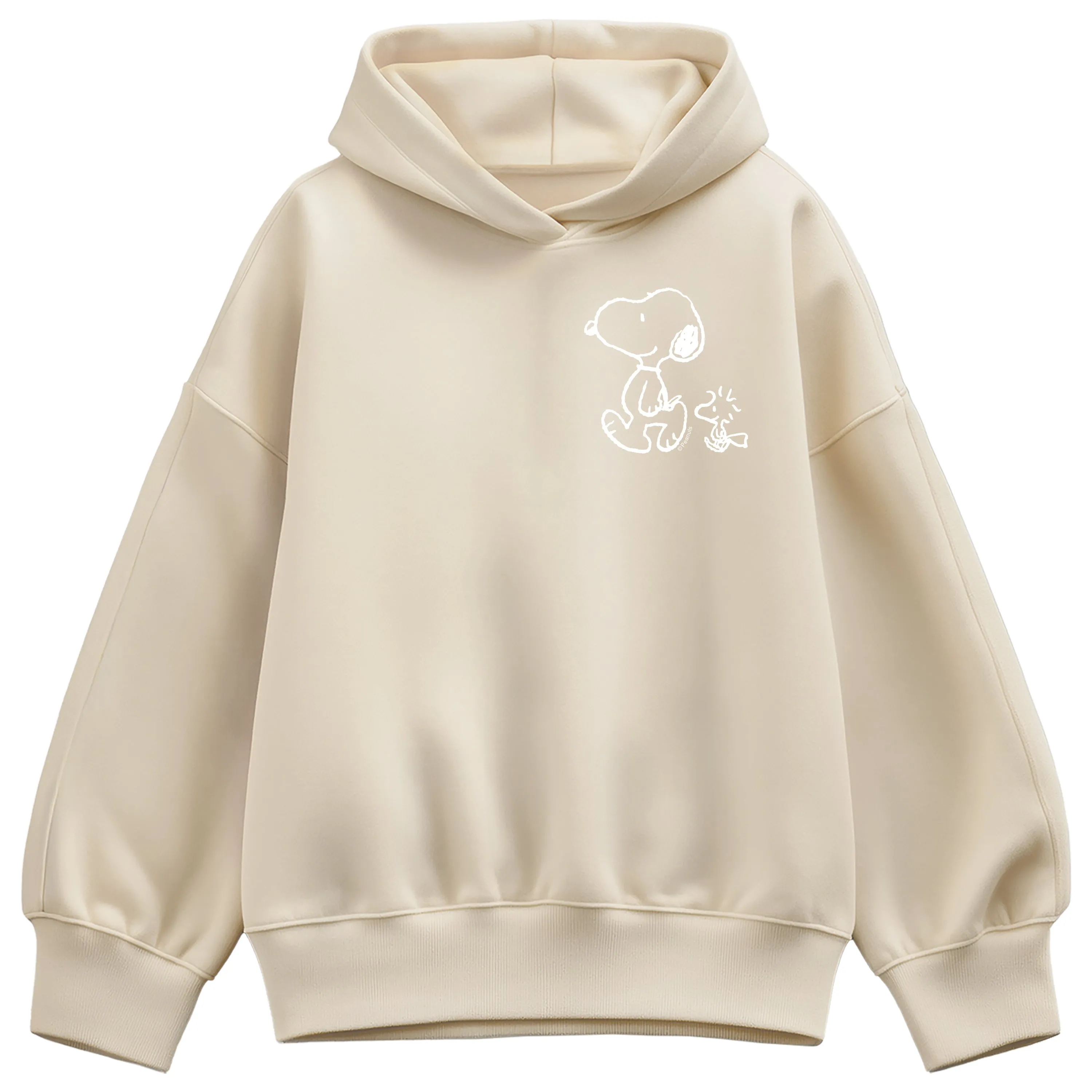 Peanuts - Snoopy Woodstock Walk White Ink - Ladies Oversized Fleece Hoodie Sweatshirt sold by Zulily product image thumbnail 4