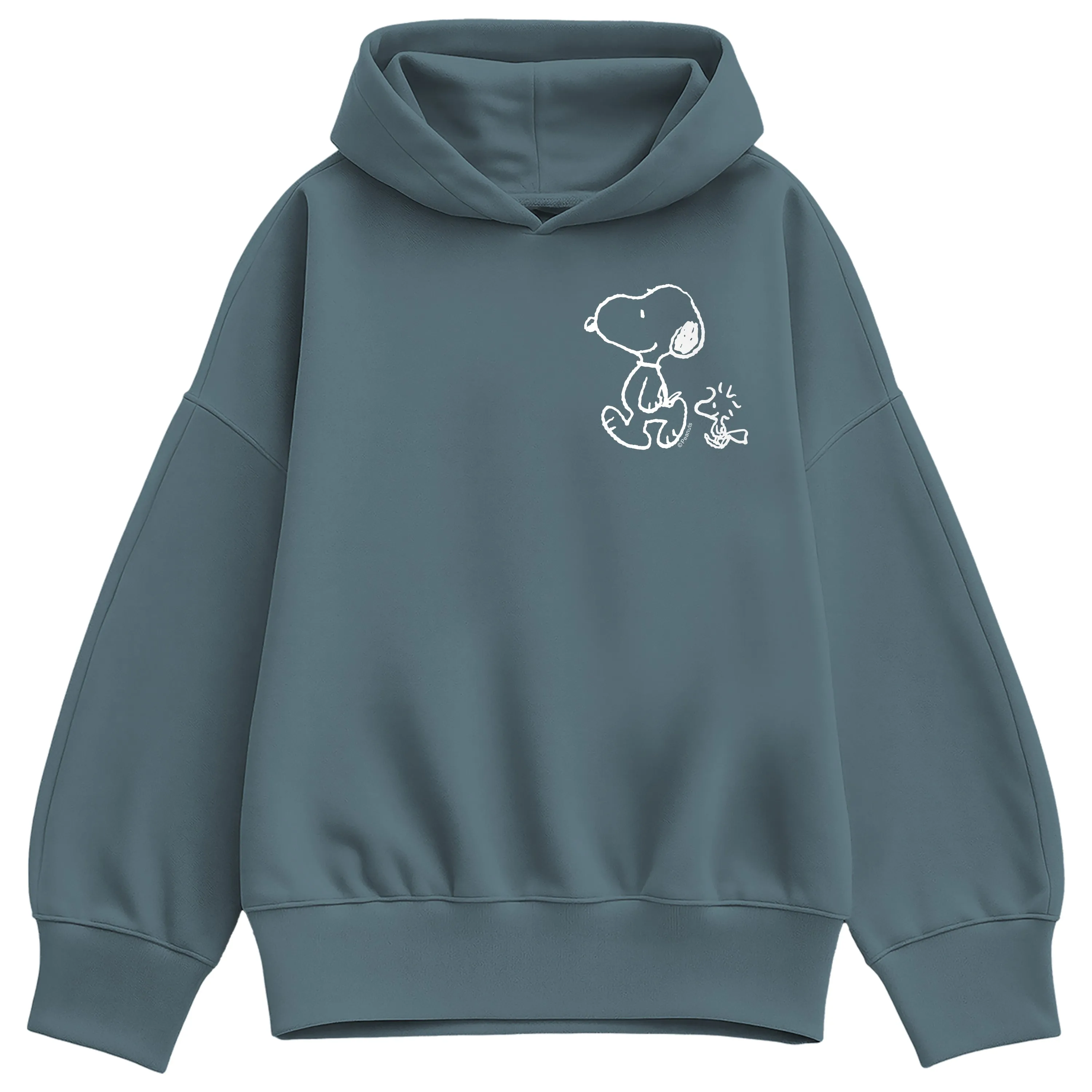 Peanuts - Snoopy Woodstock Walk White Ink - Ladies Oversized Fleece Hoodie Sweatshirt sold by Zulily