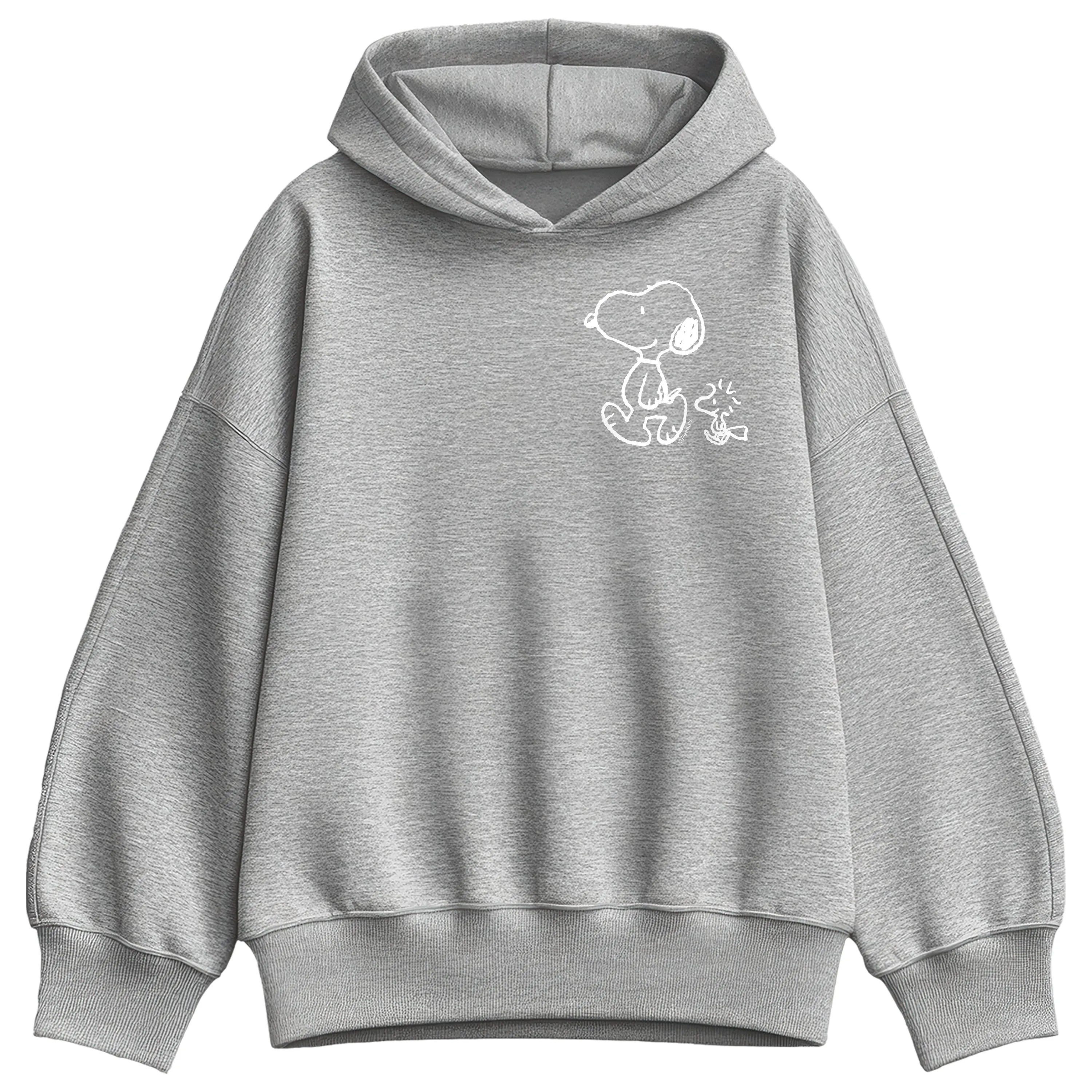 Peanuts - Snoopy Woodstock Walk White Ink - Ladies Oversized Fleece Hoodie Sweatshirt sold by Zulily product image thumbnail 2