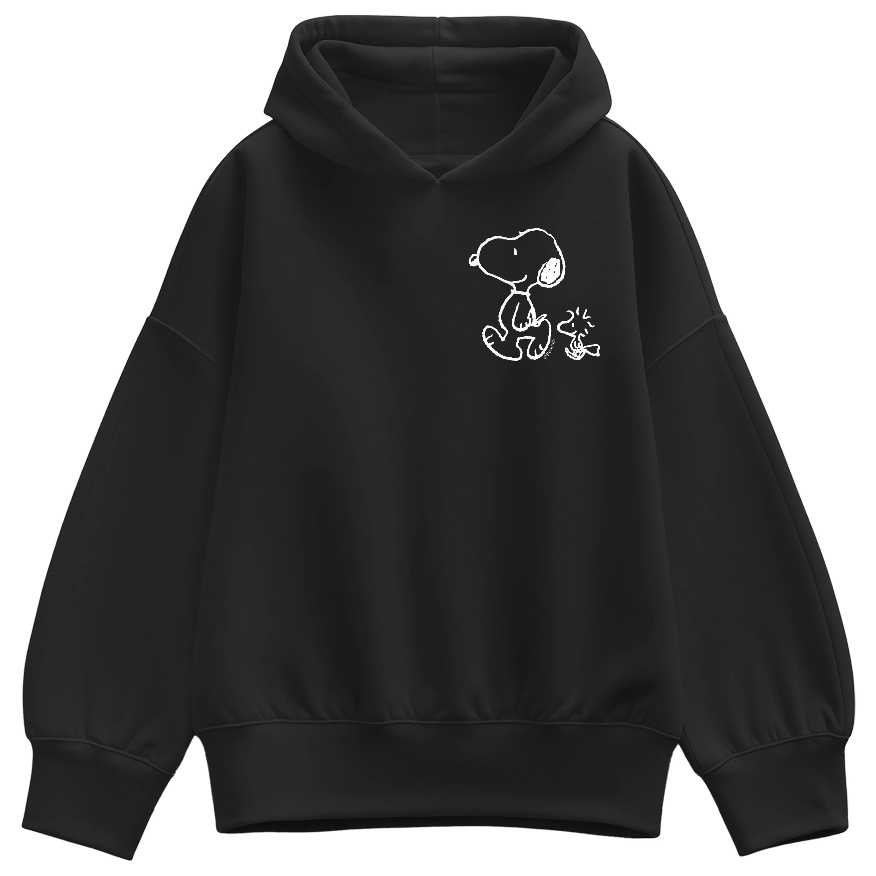 Peanuts - Snoopy Woodstock Walk White Ink - Ladies Oversized Fleece Hoodie Sweatshirt sold by Zulily product image thumbnail 3