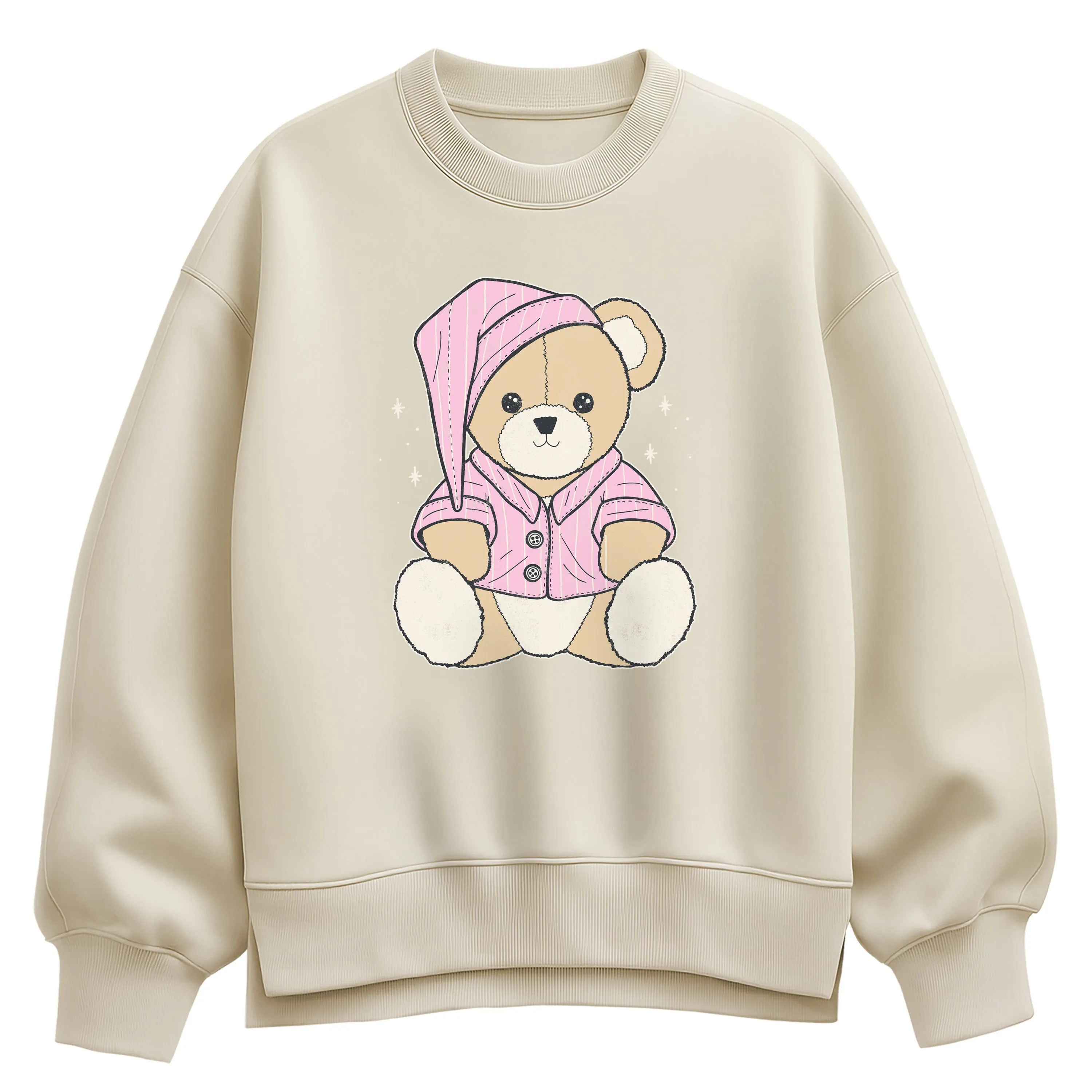 Instant Message - Teddy Bear In PJs - Ladies Oversized Fleece Crew Sweatshirt sold by Zulily product image thumbnail 2