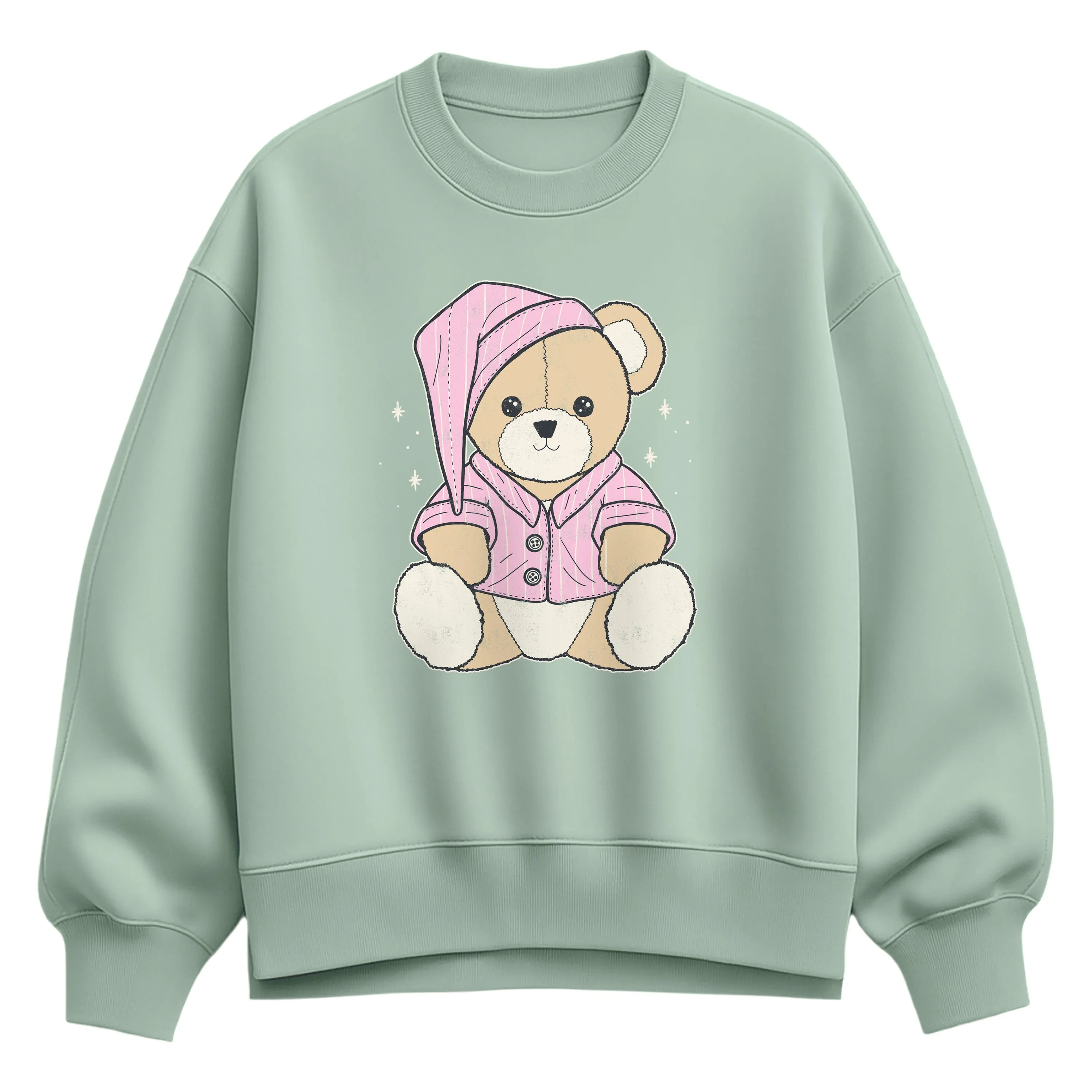 Instant Message - Teddy Bear In PJs - Ladies Oversized Fleece Crew Sweatshirt sold by Zulily product image thumbnail 3