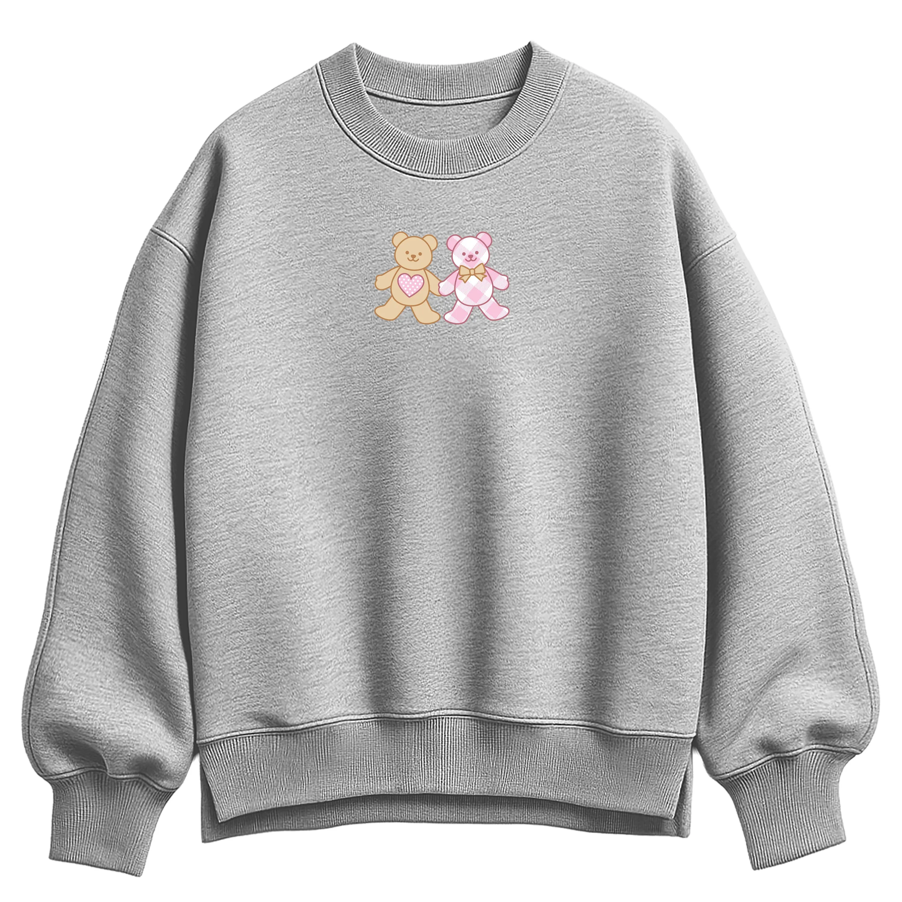 Instant Message - Bear Patches - Ladies Oversized Fleece Crew Sweatshirt sold by Zulily