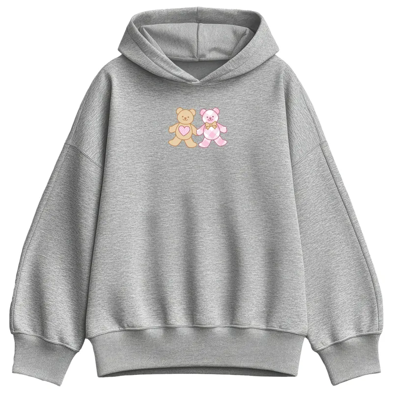 Instant Message - Bear Patches - Ladies Oversized Fleece Hoodie Sweatshirt sold by Zulily