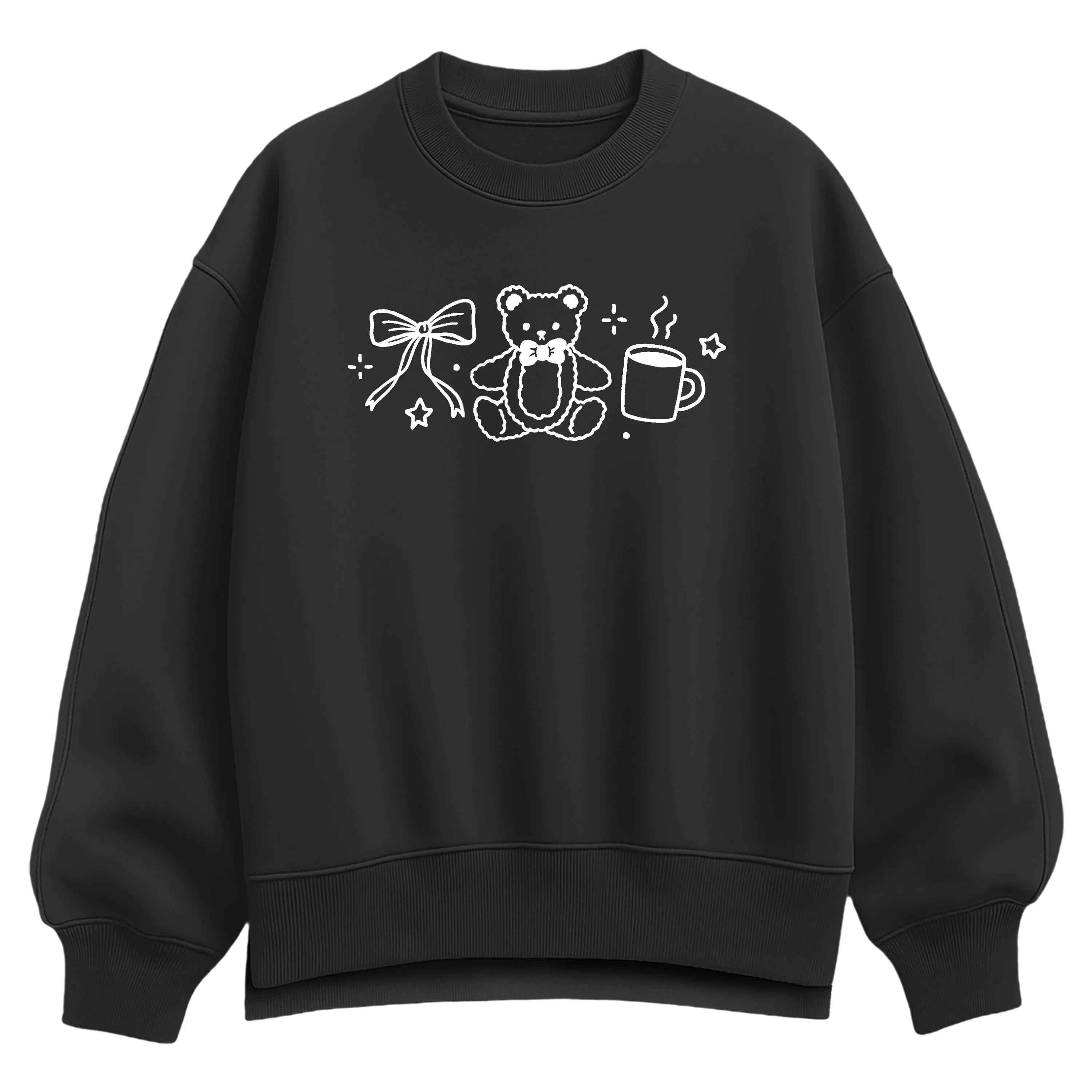 Instant Message - Teddy Bow Coffee - Ladies Oversized Fleece Crew Sweatshirt sold by Zulily product image thumbnail 2
