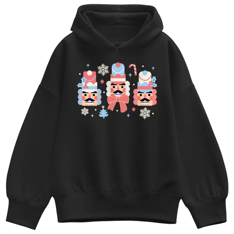Instant Message - Winter Nutcracker Heads - Ladies Oversized Fleece Hoodie Sweatshirt sold by Zulily