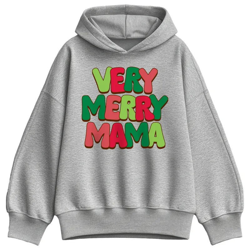 Instant Message - Very Merry Mama - Ladies Oversized Fleece Hoodie Sweatshirt made by Zulily