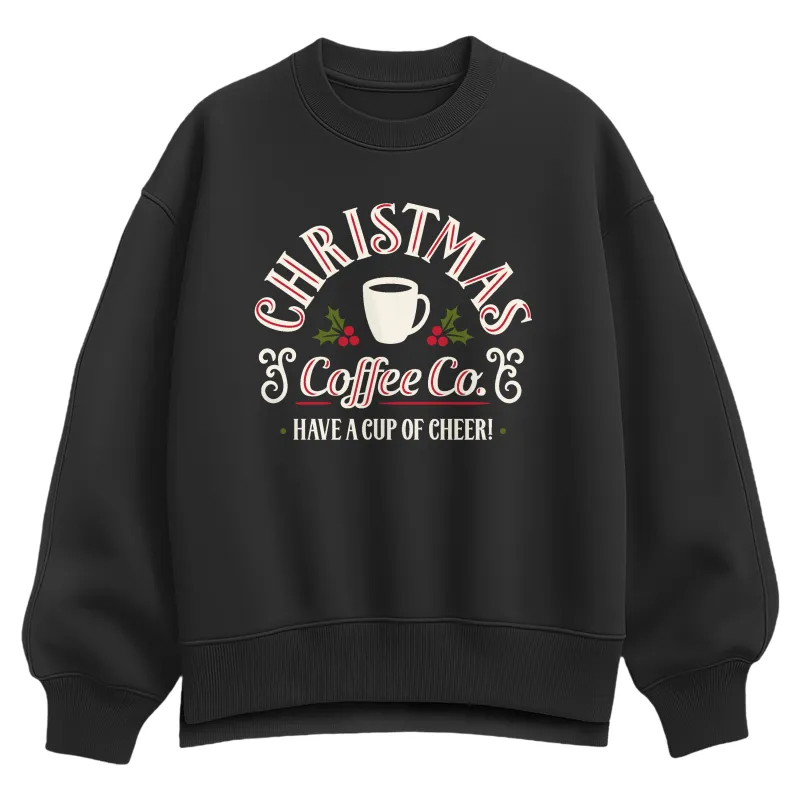 Instant Message - Christmas Coffee Co - Ladies Oversized Fleece Crew Sweatshirt sold by Zulily