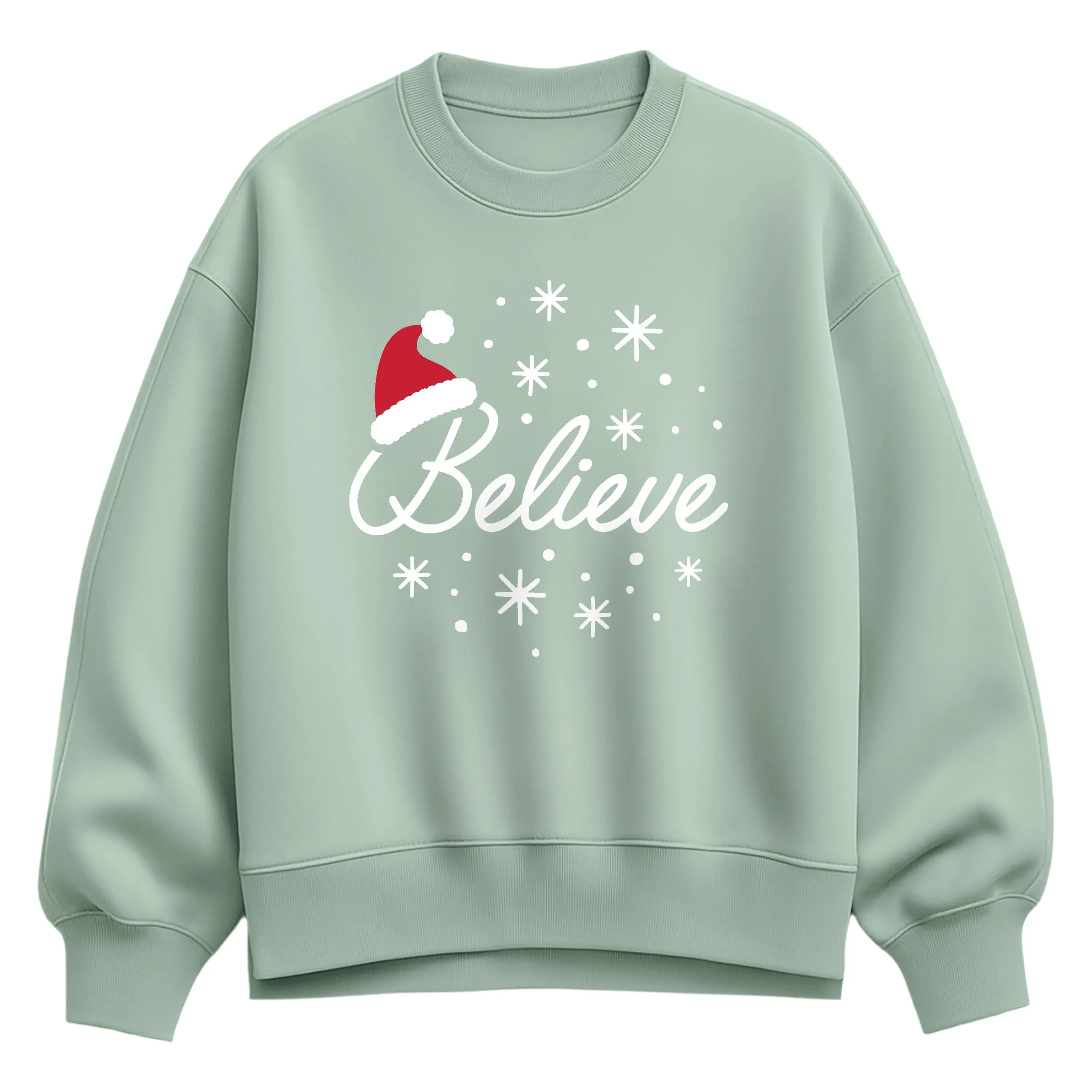 Instant Message - Believe With Santa Hat - Ladies Oversized Fleece Crew Sweatshirt sold by Zulily product image thumbnail 2