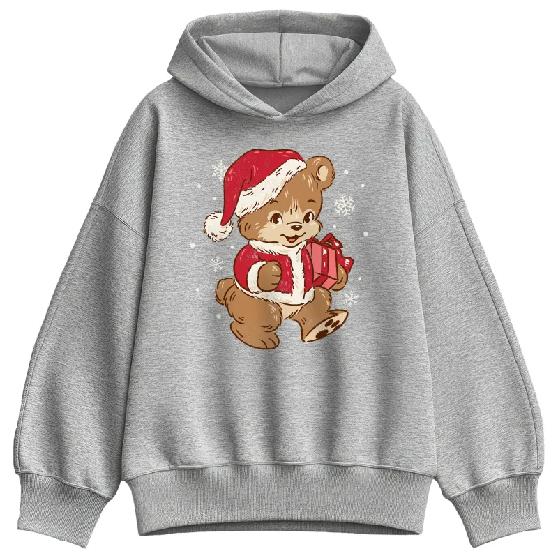 Instant Message - Santa Teddy Bear - Ladies Oversized Fleece Hoodie Sweatshirt made by Zulily