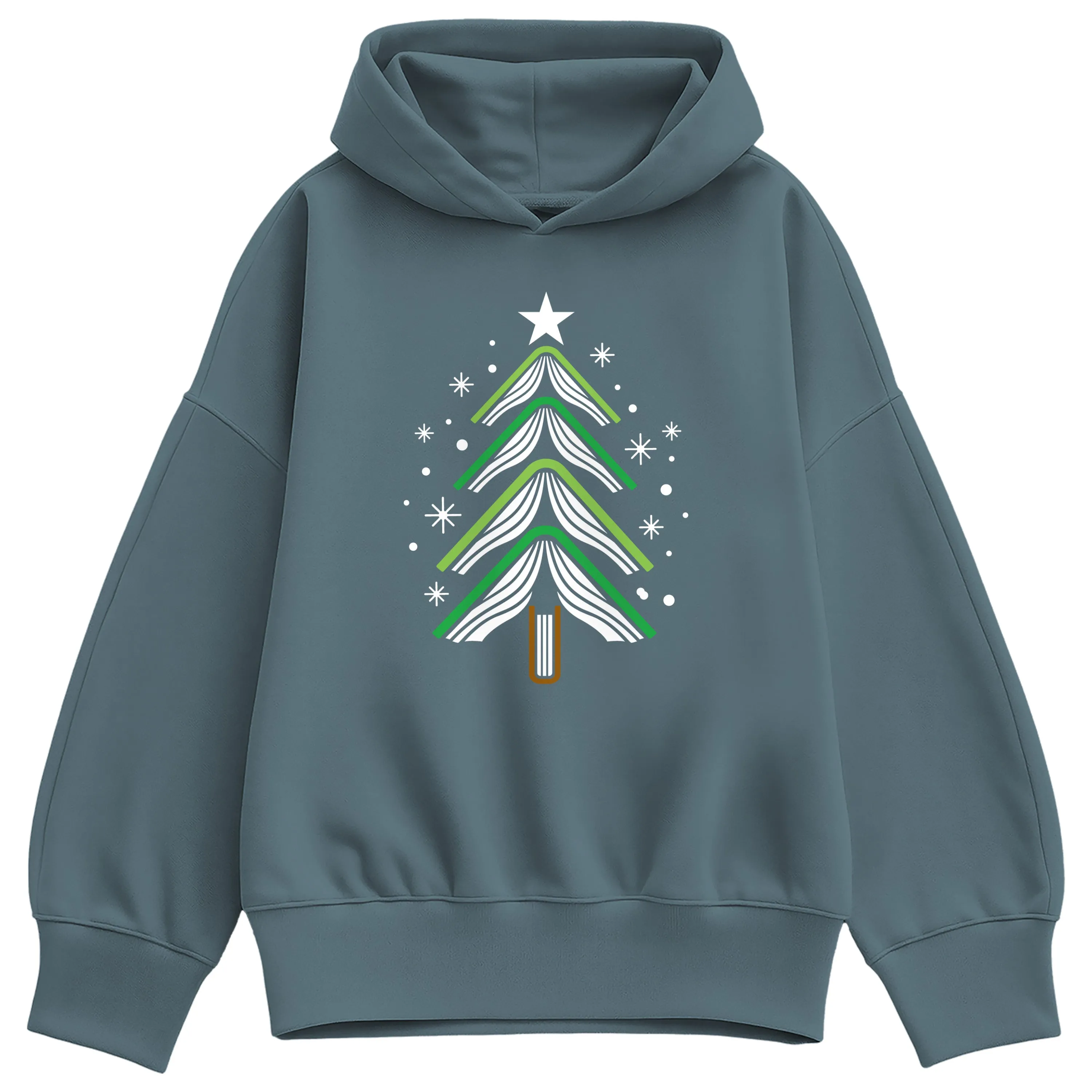 Instant Message - Book Christmas Tree - Ladies Oversized Fleece Hoodie Sweatshirt sold by Zulily product image thumbnail 2