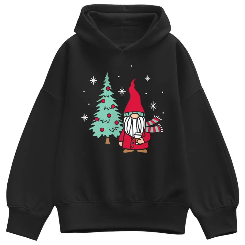 Instant Message - Christmas Gnome Tree - Ladies Oversized Fleece Hoodie Sweatshirt sold by Zulily