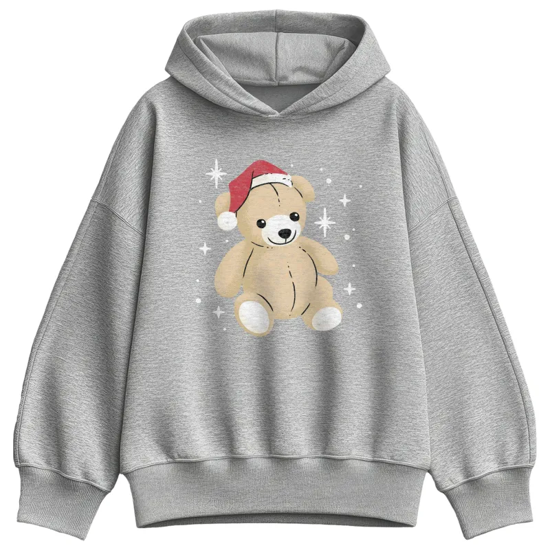Instant Message - Christmas Teddy Bear - Ladies Oversized Fleece Hoodie Sweatshirt made by Zulily