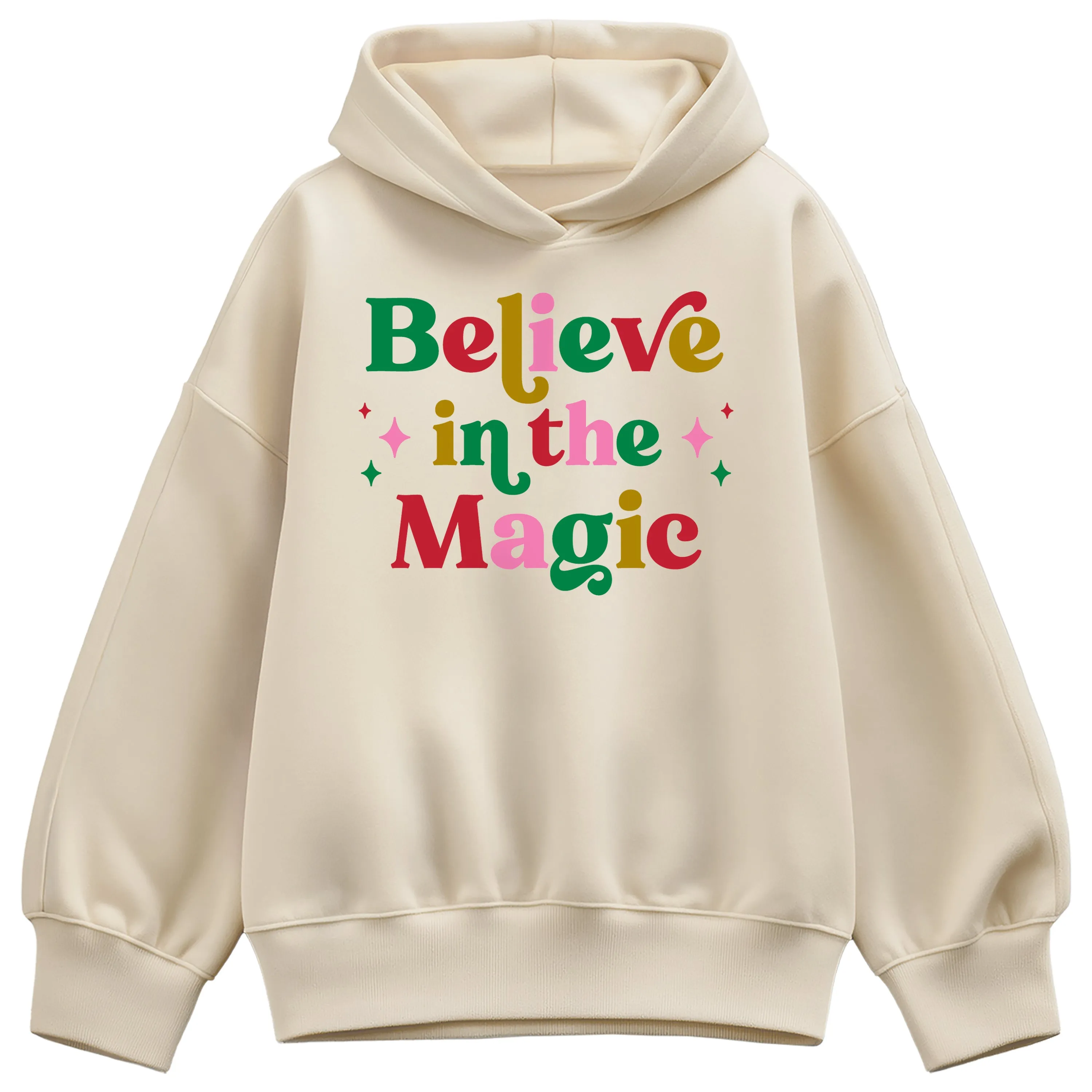 Instant Message - Believe In The Magic - Ladies Oversized Fleece Hoodie Sweatshirt sold by Zulily