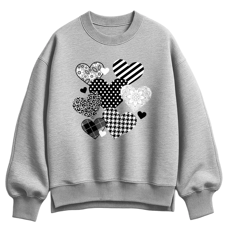 Instant Message - Patterned Hearts - Women's Oversized Fleece Crew Sweatshirt sold by Zulily