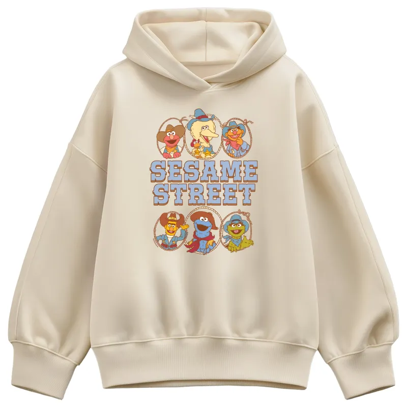 Sesame Street - Western Grid - Ladies Oversized Drop Shoulder Pullover Hood sold by Zulily