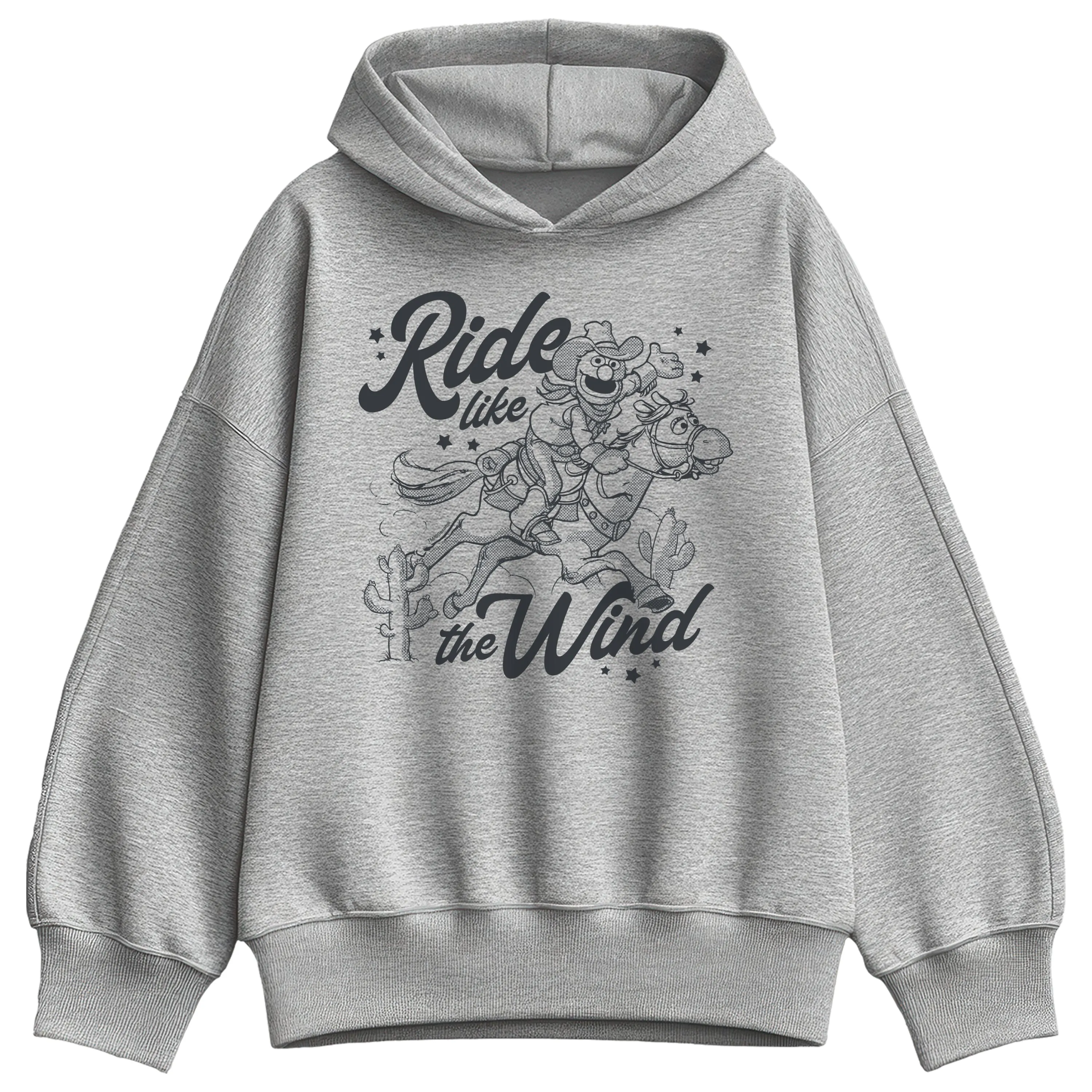 Sesame Street - Grover Ride Like The Wind - Ladies Oversized Drop Shoulder Pullover Hood sold by Zulily