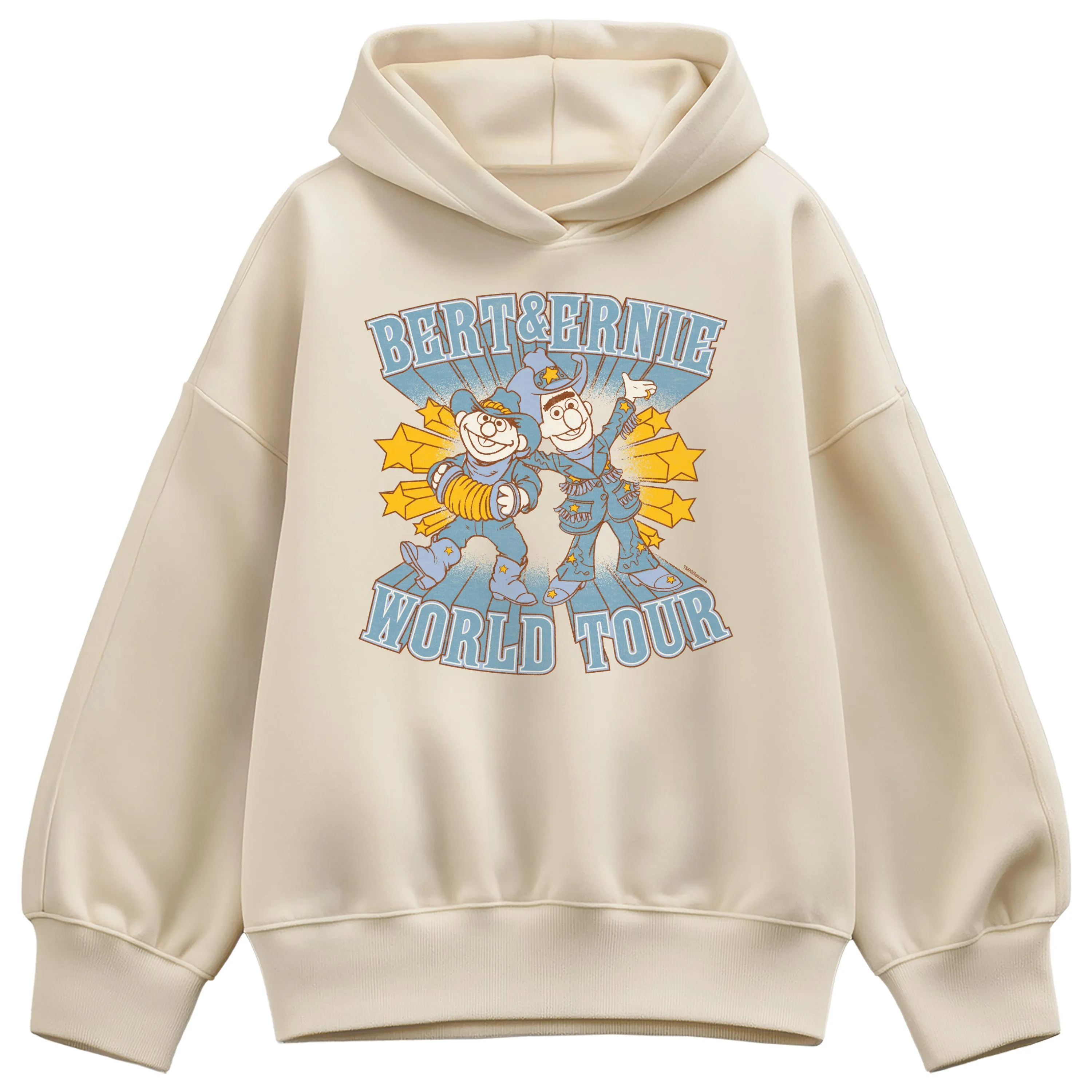 Sesame Street - Bert And Ernie World Tour - Ladies Oversized Drop Shoulder Pullover Hood sold by Zulily