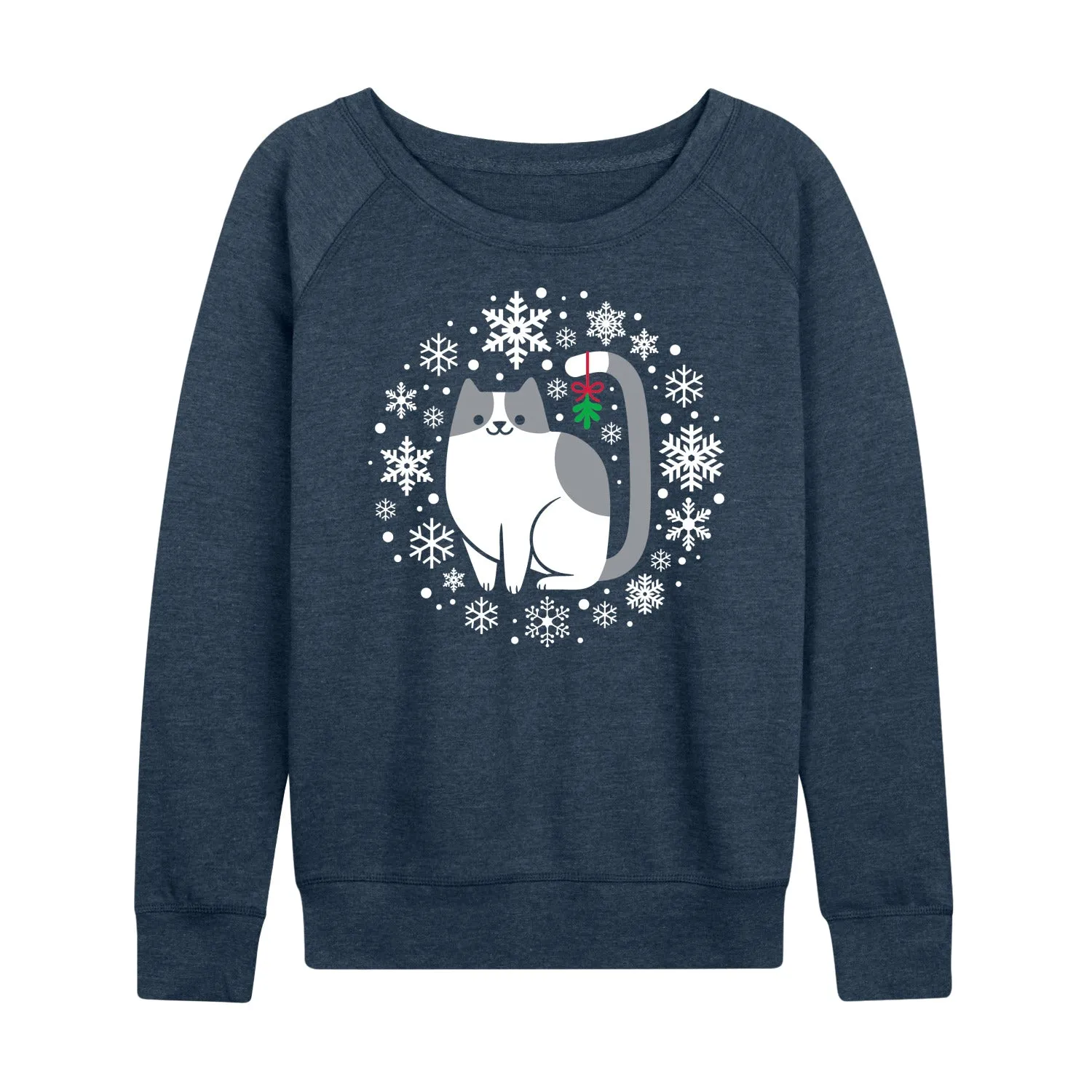 Instant Message - Mistletoe Cat - Women's French Terry Long Sleeve Pullover sold by Zulily