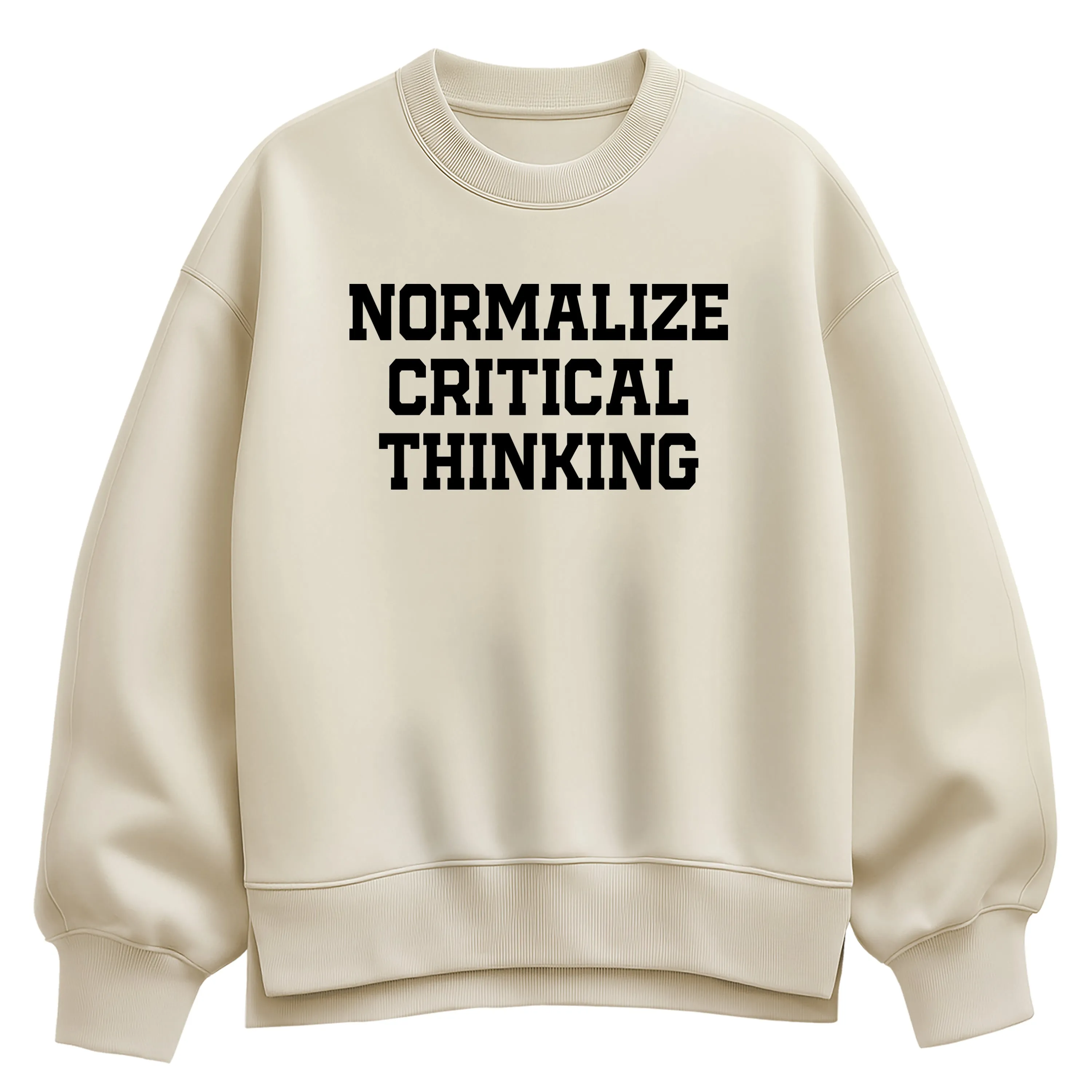 Instant Message - Normalize Critical Thinking - Women's Oversized Fleece Crew Sweatshirt sold by Zulily product image thumbnail 2
