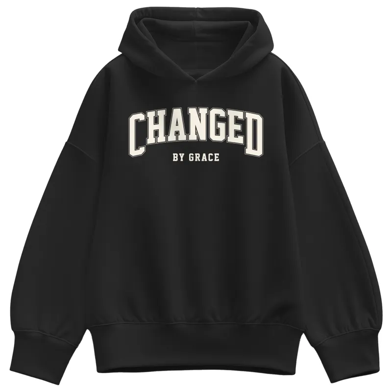 Instant Message - Changed By Grace Collegiate - Ladies Oversized Fleece Hoodie Sweatshirt sold by Zulily