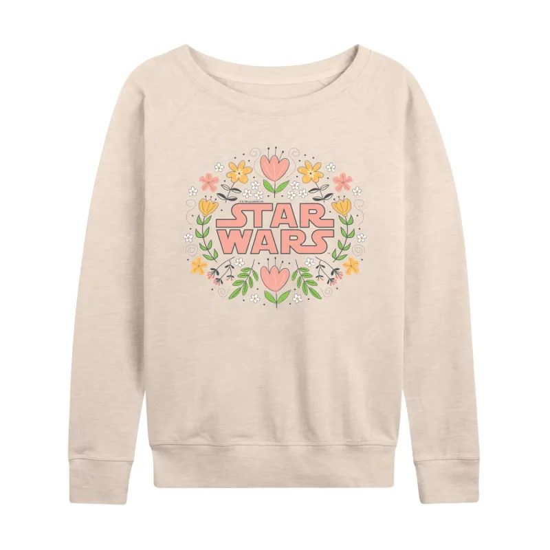 Star Wars - Spring Floral Logo - Women's French Terry Long Sleeve Pullover made by Star Wars