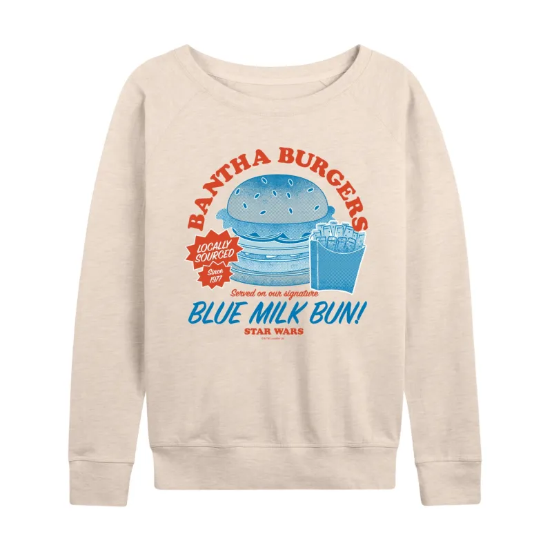 Star Wars - Bantha Burgers - Women's French Terry Long Sleeve Pullover made by Star Wars