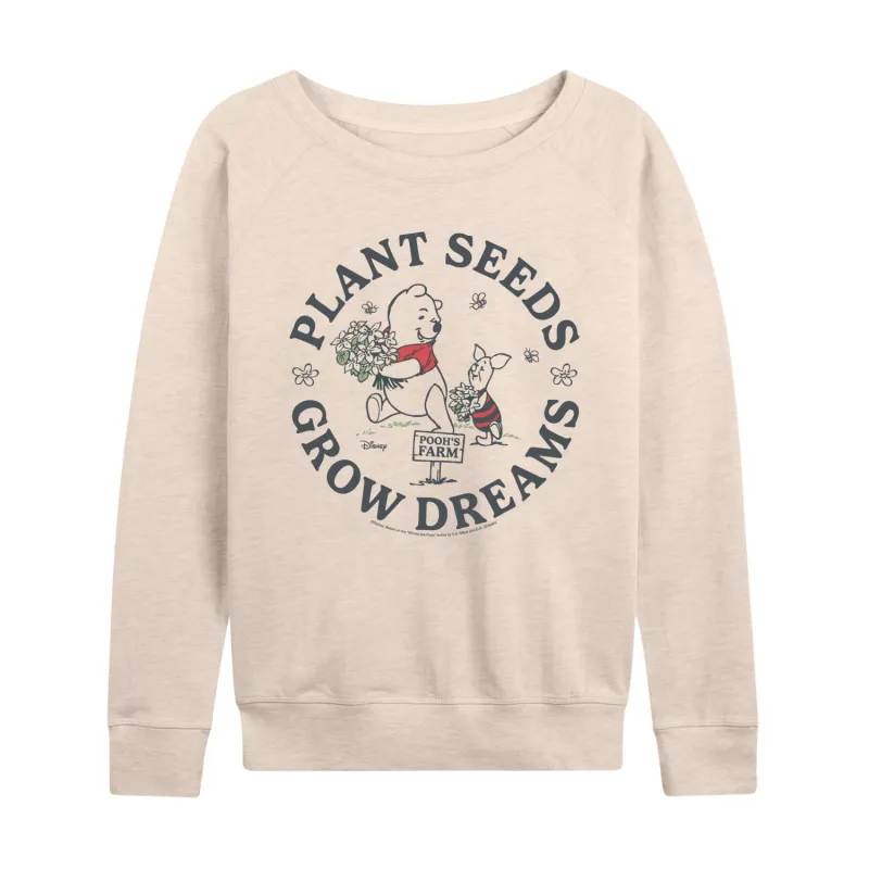 Winnie the Pooh - Plant Seeds Grow Dreams - Women's French Terry Long Sleeve Pullover made by Zulily