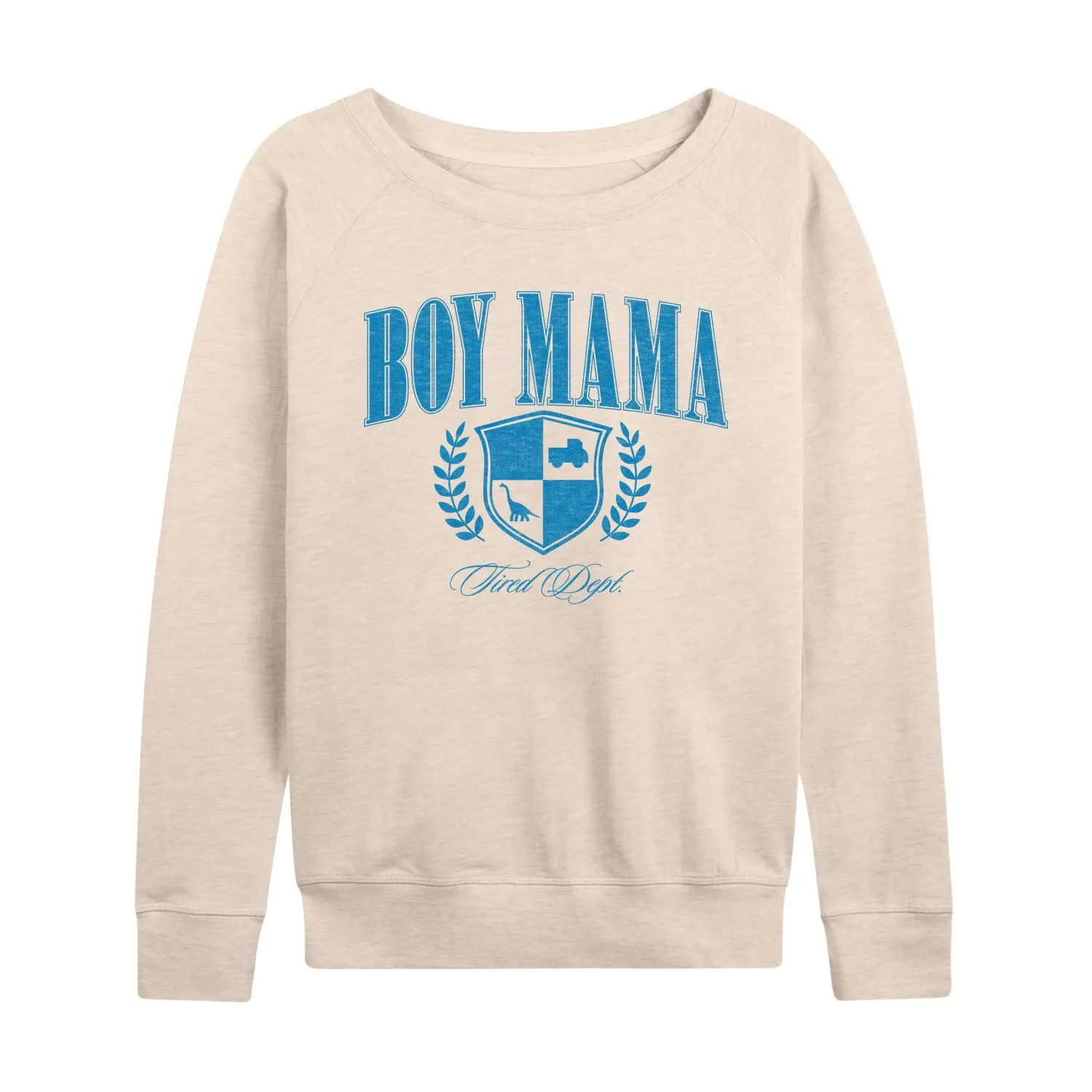 Instant Message - Boy Mama Collegiate - Women's French Terry Long Sleeve Pullover sold by Zulily
