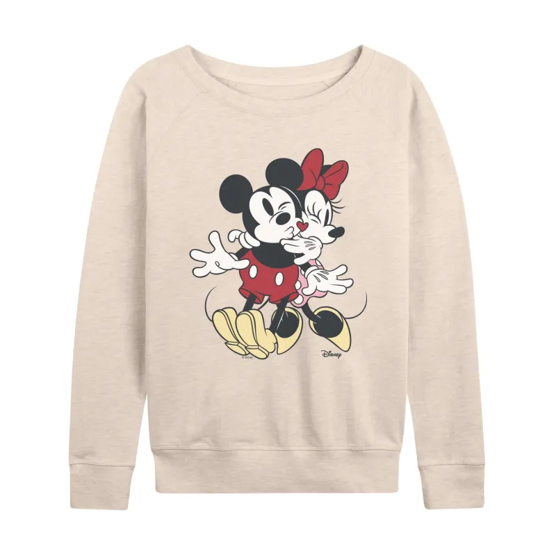 Disney - Mickey Minnie Kiss - Women's French Terry Long Sleeve Pullover made by Disney