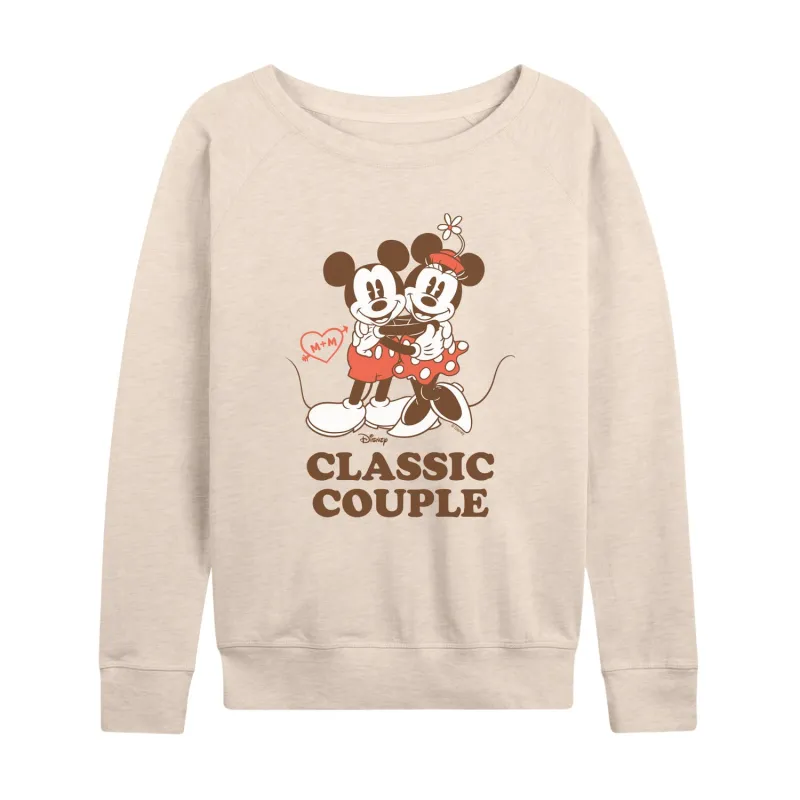 Disney - Classic Couple - Women's French Terry Long Sleeve Pullover made by Disney