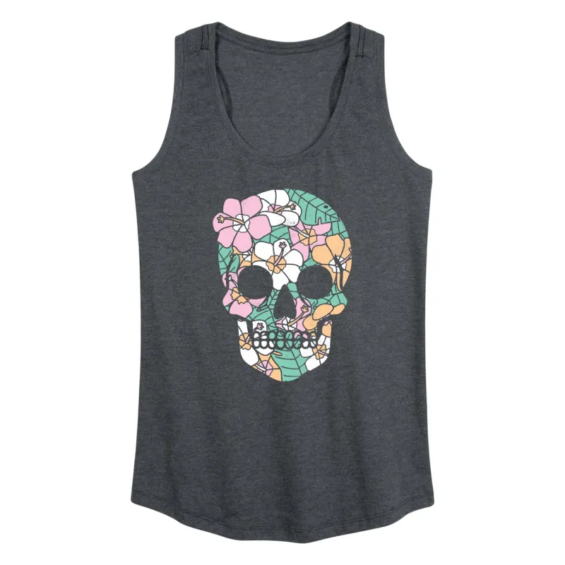 Instant Message - Tropical Floral Skull - Women's Racerback Graphic Tank sold by Zulily