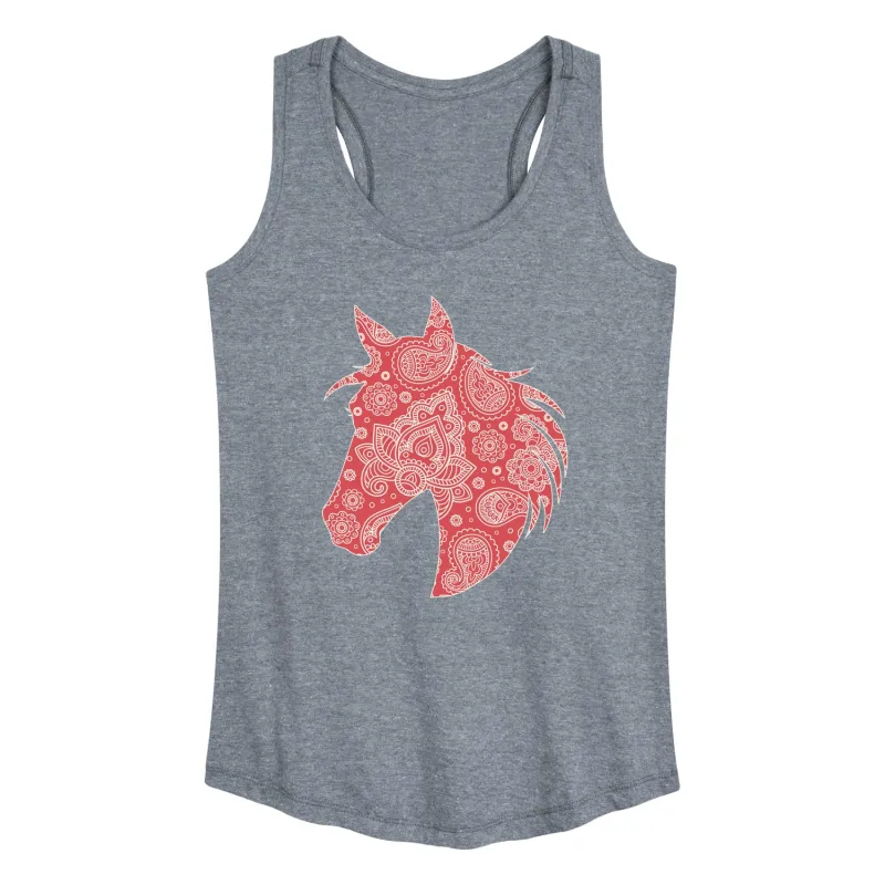 Instant Message - Paisley Horse Head - Women's Racerback Graphic Tank sold by Zulily