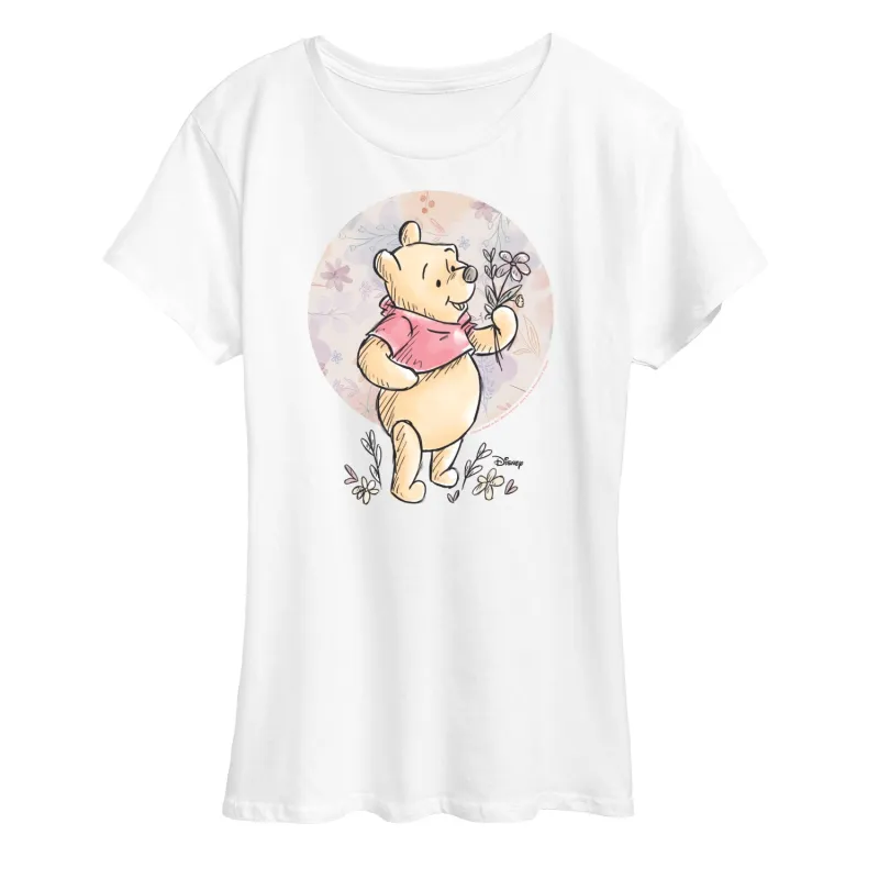 Winnie the Pooh - Floral Circle Pooh - Women's Short Sleeve Graphic T-Shirt sold by Zulily