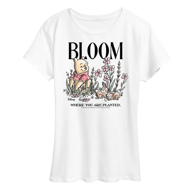 Winnie the Pooh - Bloom Where You Are Planted - Women's Short Sleeve Graphic T-Shirt sold by Zulily