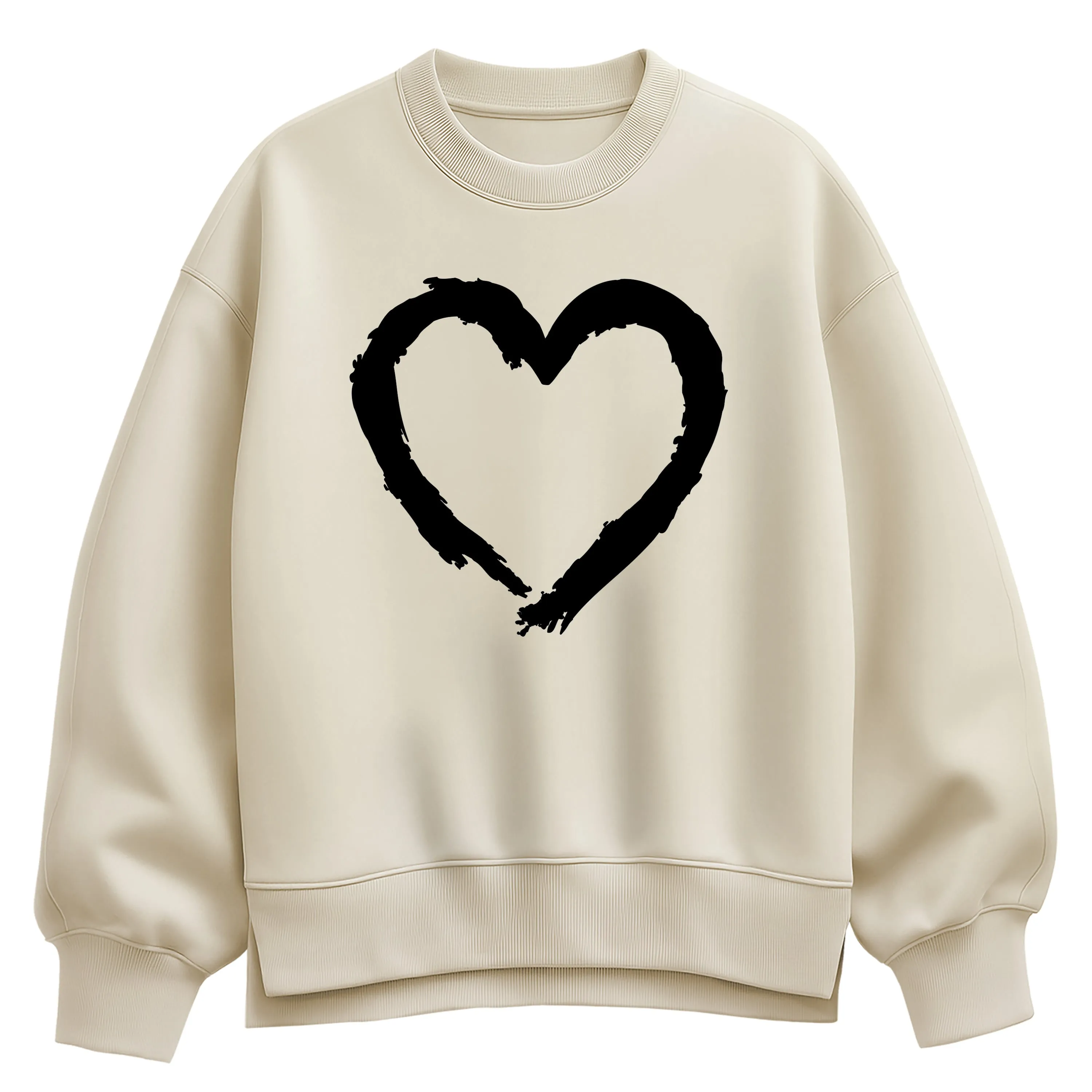 Instant Message - Paintbrush Stroke Heart - Women's Oversized Fleece Crew Sweatshirt sold by Zulily product image thumbnail 2