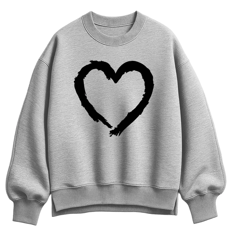 Instant Message - Paintbrush Stroke Heart - Women's Oversized Fleece Crew Sweatshirt sold by Zulily