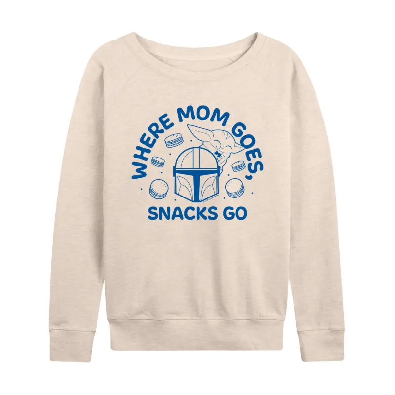 Star Wars - Where Mom Goes Snacks - Women's French Terry Long Sleeve Pullover made by Star Wars
