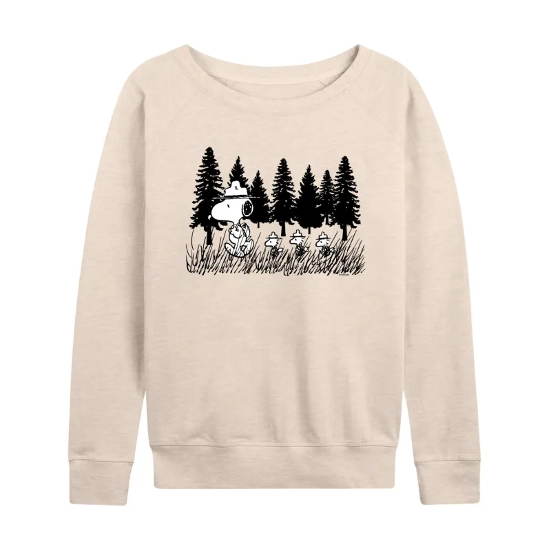 Peanuts - Troopping Along - Women's French Terry Long Sleeve Pullover sold by Zulily