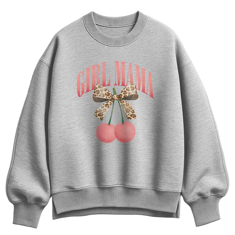 Instant Message - Girl Mama Cherries - Women's Oversized Fleece Crew Sweatshirt sold by Zulily